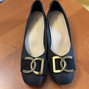 Designer-Inspired Black Women’s Slip On Crystal Embellished Shoes